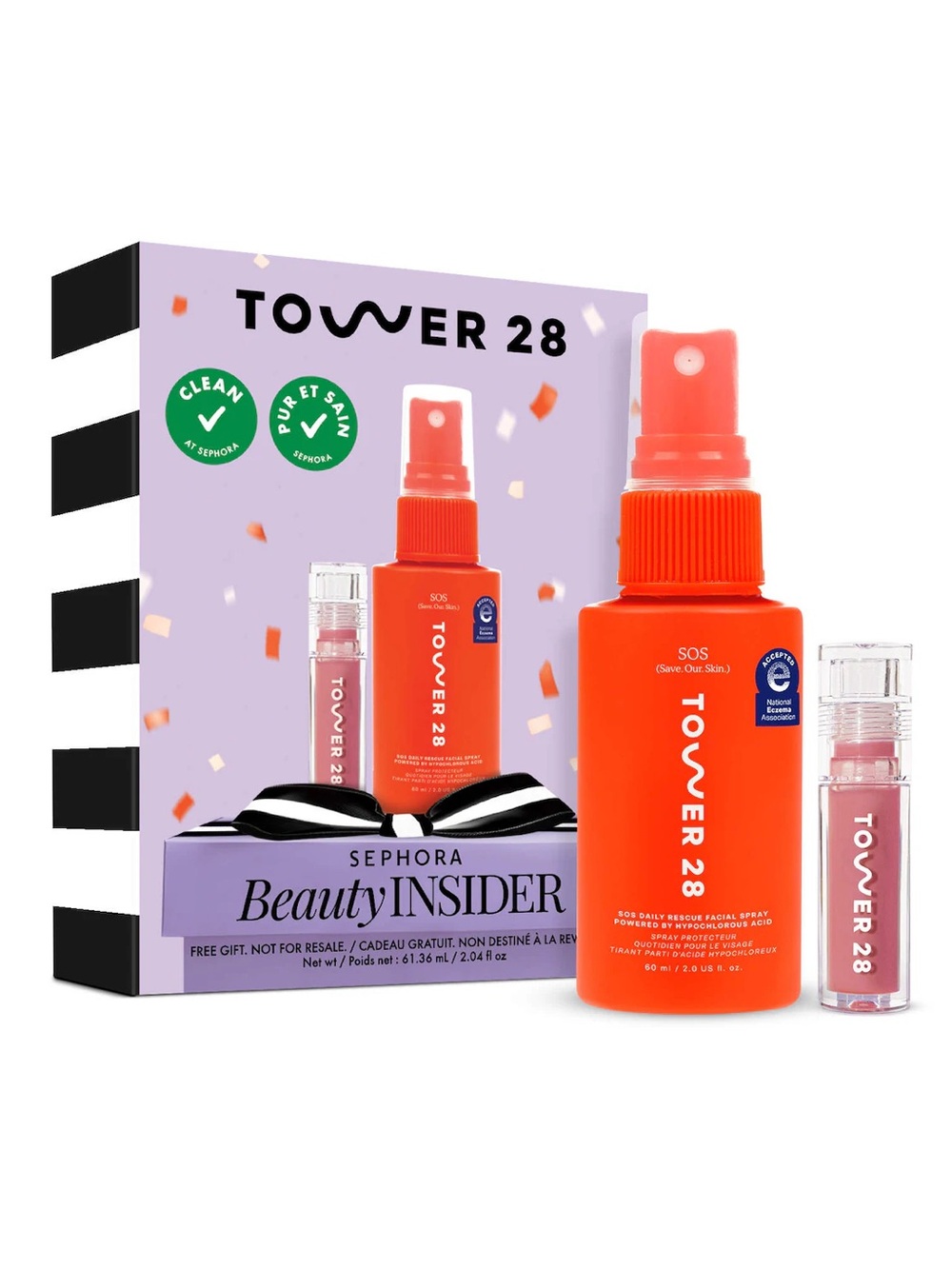 Sephora TOWER 28 SOS Spray and Lip Gloss Set - Travel Size